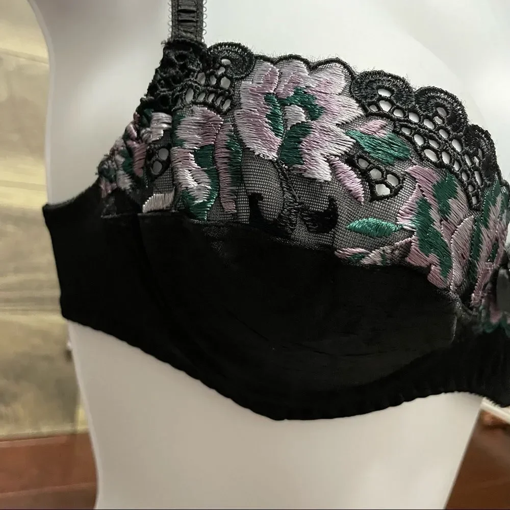 Gossard Black Lace Embroidered Floral Bra Size 34B
